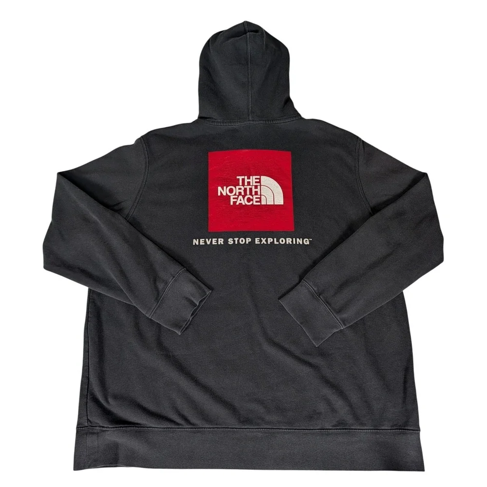 The North Face Mens Black Red Box Logo Never Stop Exploring Pullover Hoodie‎ XXL